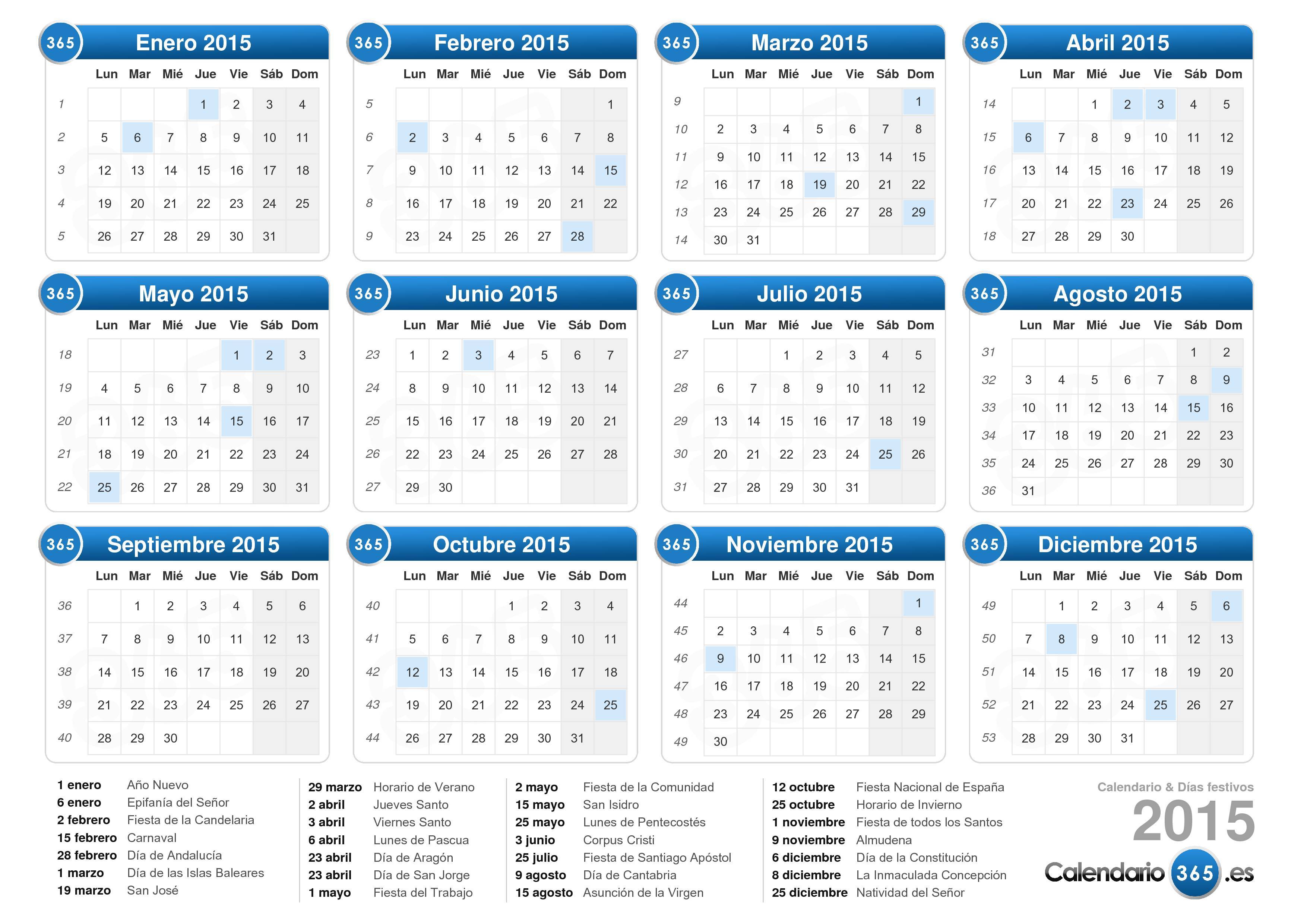Calendario 2015. Calendario 2015.