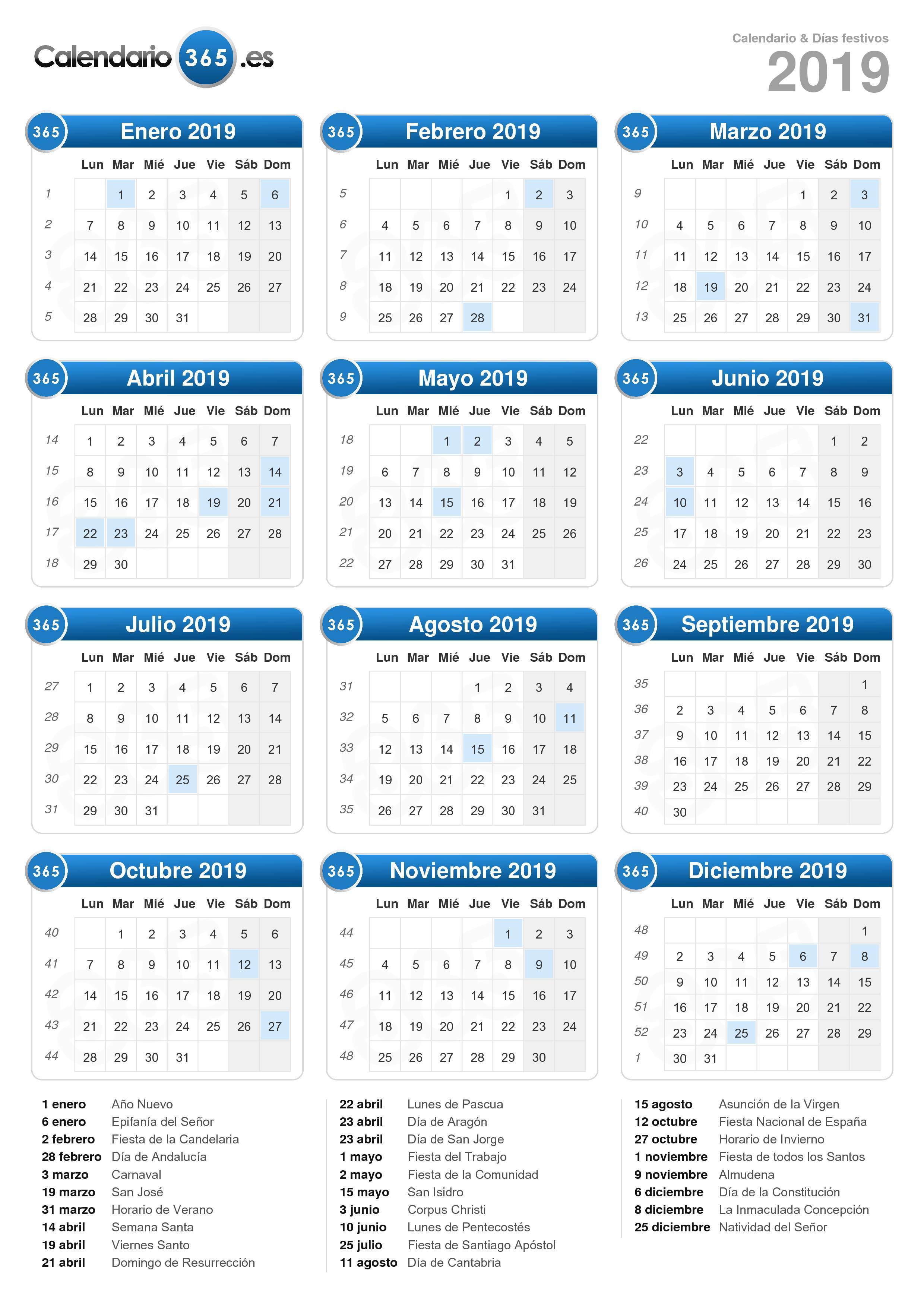 Calendario 2019