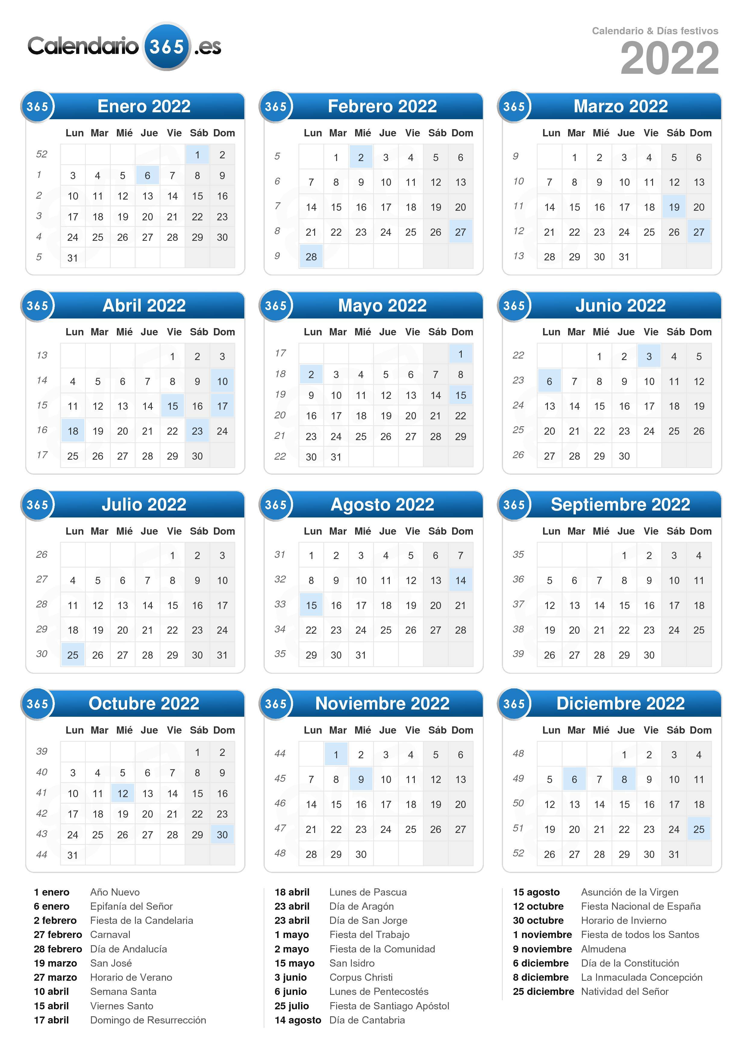 Calendario 2022