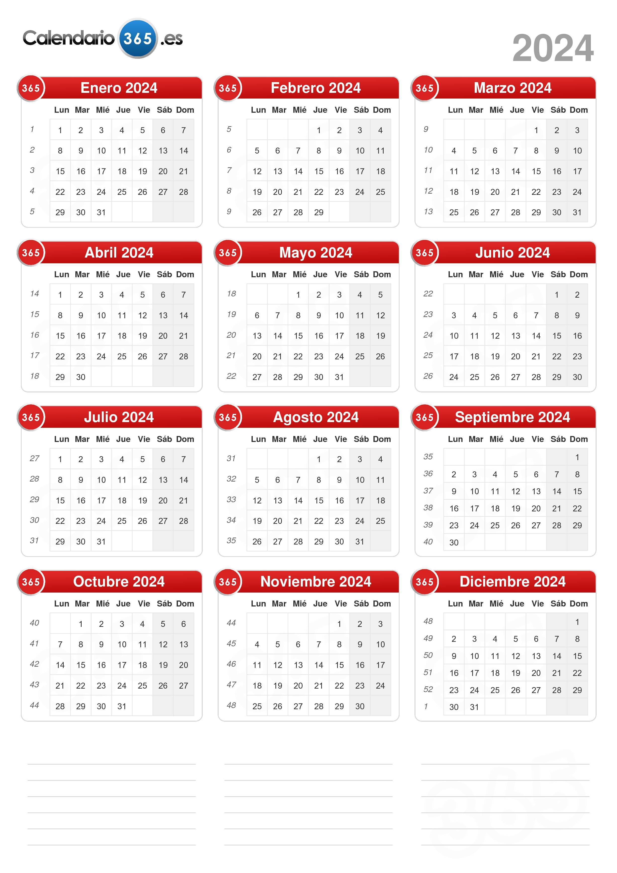 2024 Calendario en Español Calendario 2024 Español 2024 Calendario