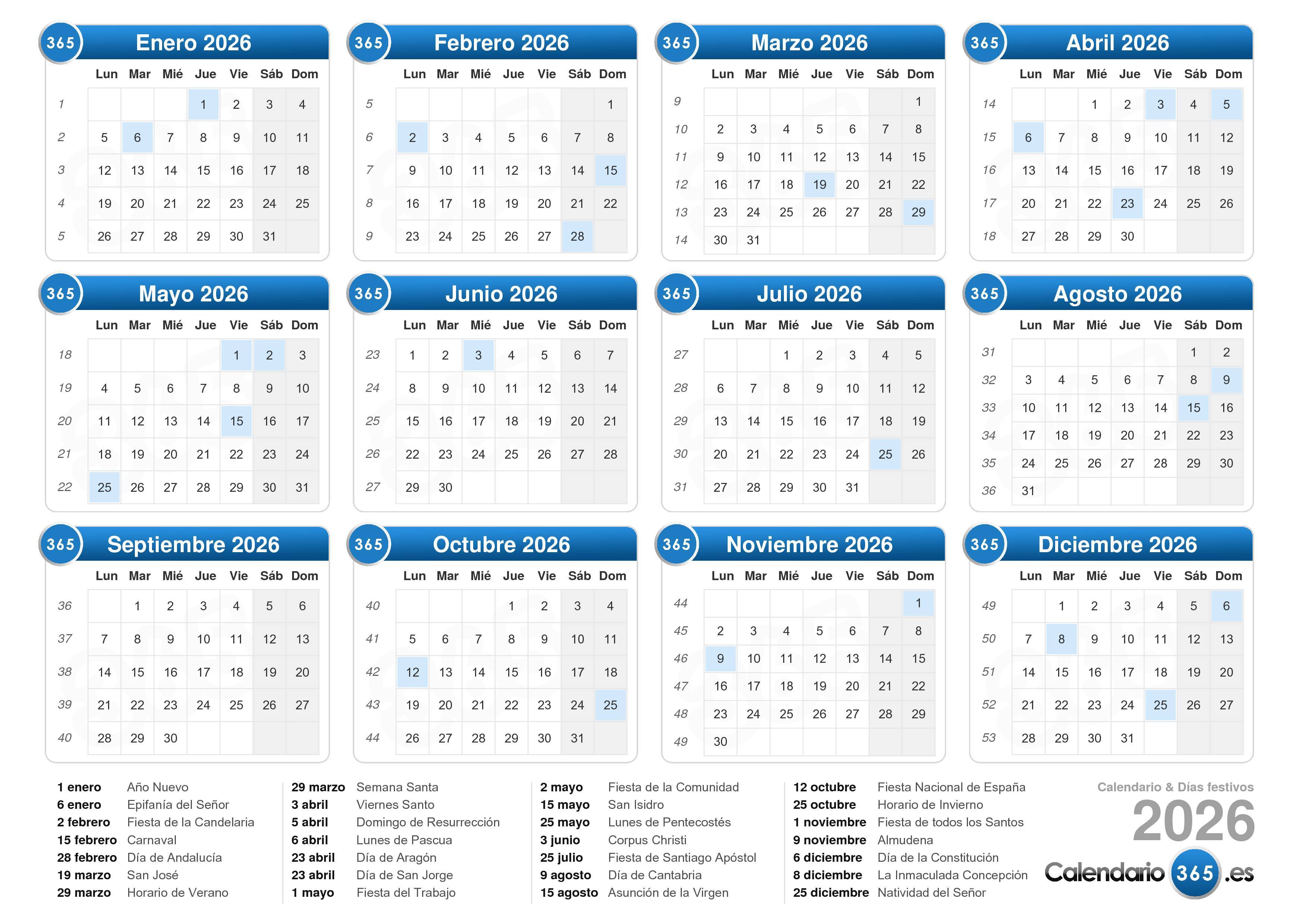 Calendario 2026