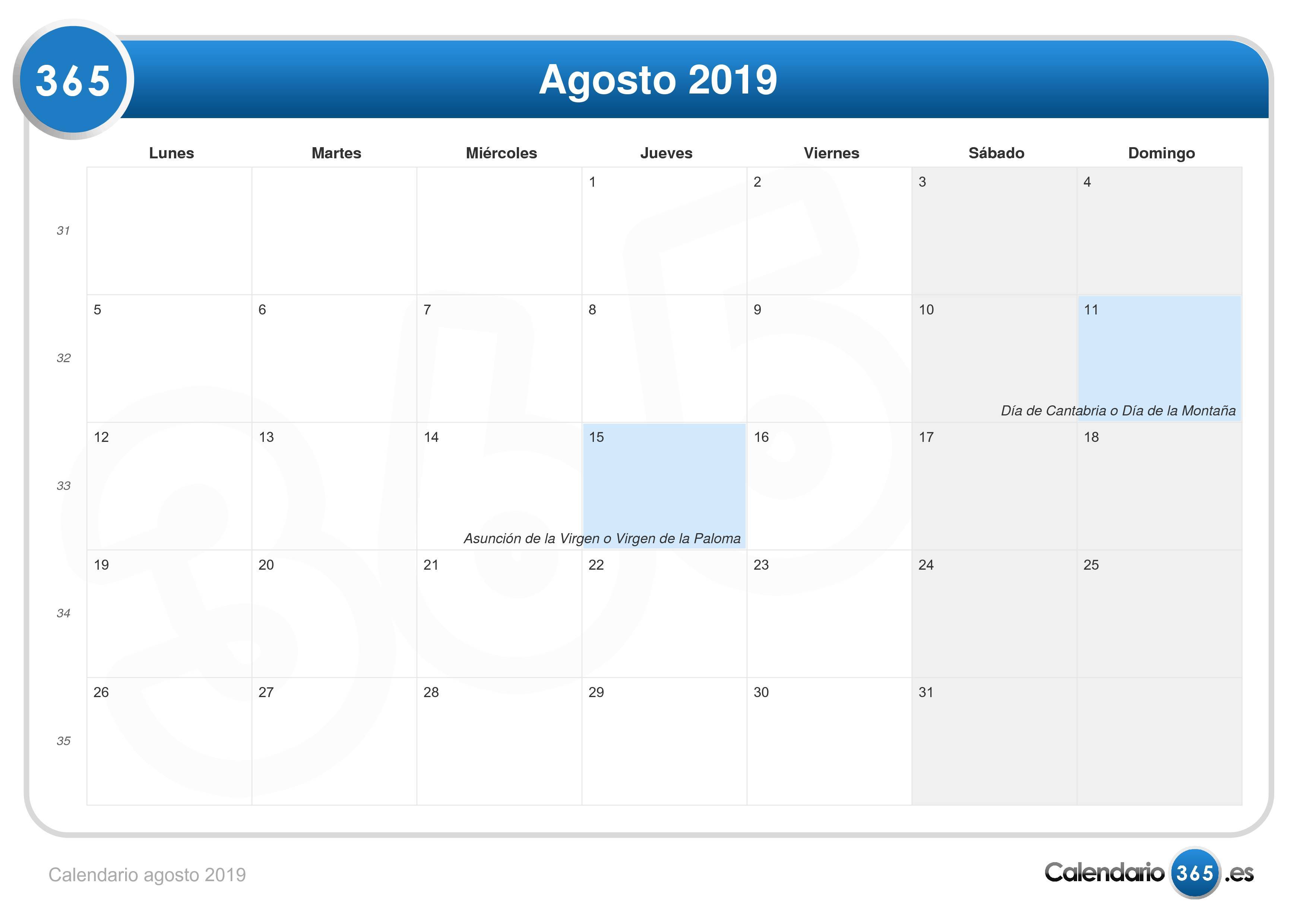 Calendario 2019